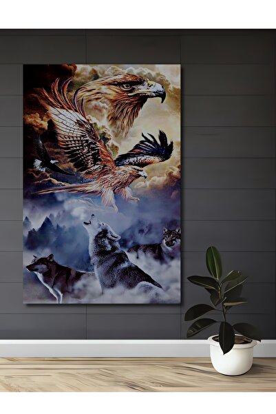 Teona Ahşap Орел и вълча глутница Маслена живопис Стил Дървена декоративна ка...