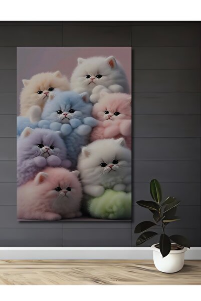 Teona Ahşap Βαμβάκι Διακοσμητικό Ξύλινο Τραπέζι με Εφέ Ακουαρέλας  "Candy Cat...