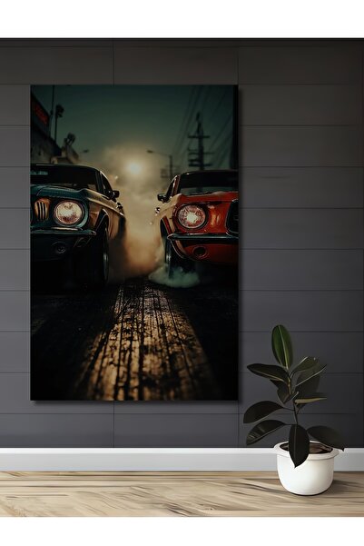 Teona Ahşap Pictură decorativă din lemn cu tematică de curse de mașini muscul...