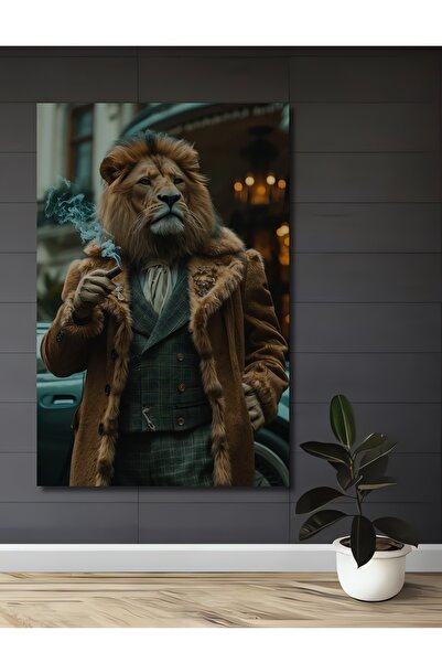 Teona Ahşap Ξύλινο διακοσμητικό πίνακα τέχνης με εμφάνιση λαδομπογιάς Aslan Μ...