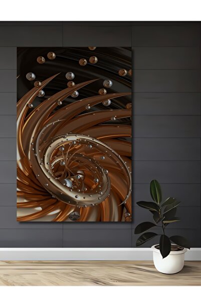 Teona Ahşap Masă decorativă din lemn cu spirală aurie, artă modernă