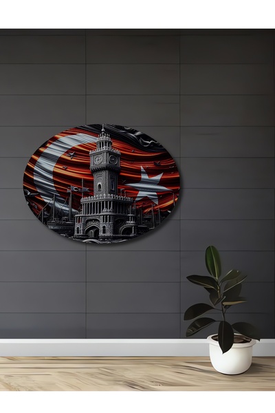 Teona Ahşap Turnul Ceasului Izmir Steagul Turc B cu imprimeu Tablou decorativ...