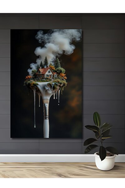 Teona Ahşap Masă din lemn cu aspect de pictură în ulei, inspirată de Casa din...