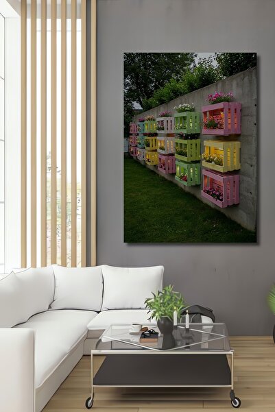 Teona Ahşap Pictură colorată pe lemn cu albastru cobalt flori, artă modernă