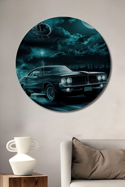 Teona Ahşap Pictură decorativă rotundă de perete cu aspect de pictură în ulei...