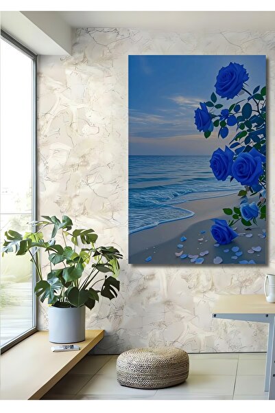 Teona Ahşap Trandafiri albaștri, peisaj de coastă, vedere în acuarelă, tablou...