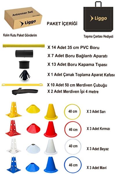 Liggo Profesyonel Olimpik Fonksiyonel Antrenman Seti Huni Çanak Çember Merdiven Antrenman Eğitim Set