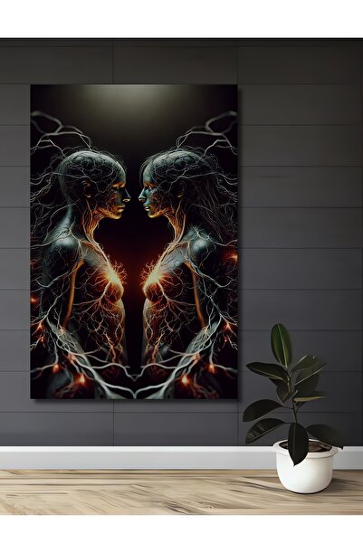 Teona Ahşap Tablou decorativ din lemn cu aspect de pictură în ulei, cu reflex...