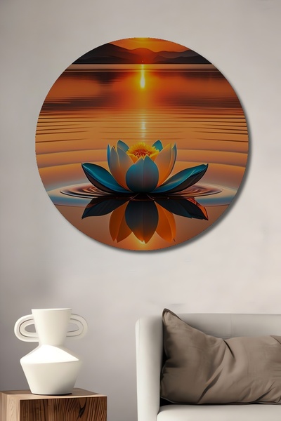 Teona Ahşap Pictură decorativă din lemn cu aspect de acuarelă cu flori de lot...