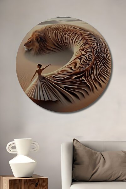 Teona Ahşap Ο Λιοντάρι και η Μπαλαρίνα Χορός στην Έρημο Ελαιογραφία με όψη ξύ...