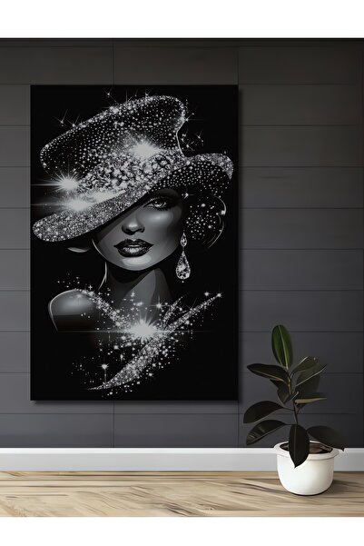 Teona Ahşap Işıltılı Kadın Portresi Yağlı Boya Görünümlü Dekoratif Ahşap Tablo