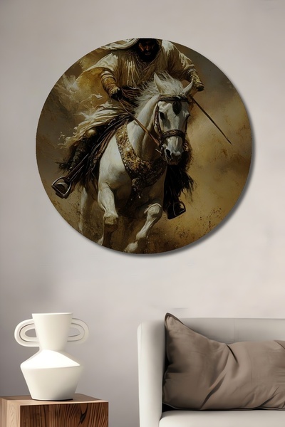 Teona Ahşap Ολοκληρωμένη ελαιογραφία με άλογα πολεμιστές που οδηγούν άλογα, δ...