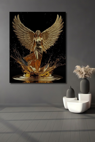 Teona Ahşap Aripi de înger aurii, tablou decorativ din lemn