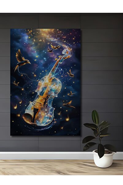 Teona Ahşap Pictură artistică cu vioară și păsări magice