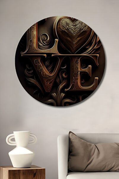 Teona Ahşap Σχέδιο καρδιάς από χρυσό φύλλο με κείμενο αγάπης, ξύλινο διακοσμη...