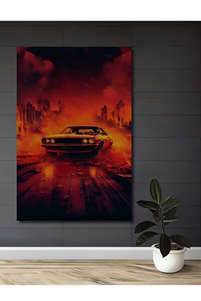 Teona Ahşap Tablou decorativ din lemn cu aspect de pictură în ulei, cu mașină...