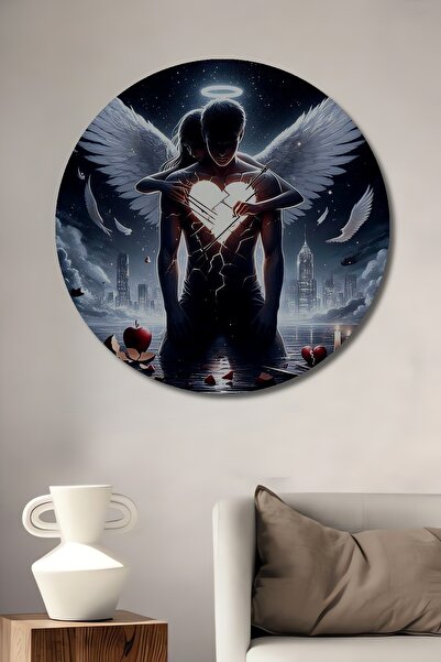 Teona Ahşap Ξύλινη διακοσμητική επιτοίχια ζωγραφική με αγγελικά φτερά, αγαπημ...