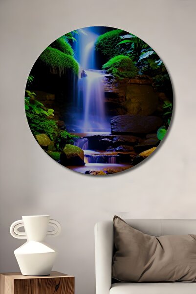 Teona Ahşap Pictură decorativă din lemn cu aspect de acuarelă cu cascadă magi...