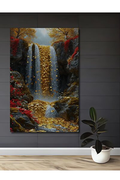 Teona Ahşap Tablou decorativ din lemn cu aspect de pictură în ulei, Cascada d...