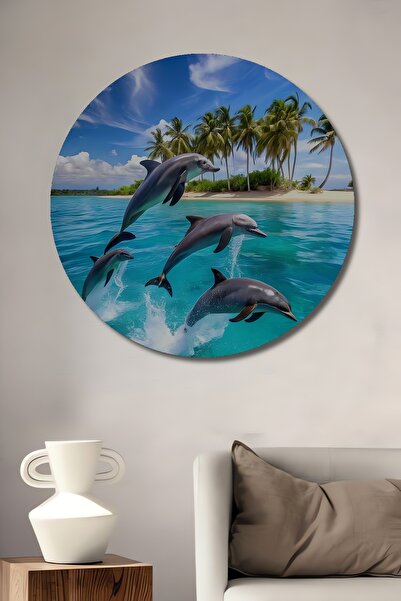 Teona Ahşap Pictură decorativă rotundă de perete cu aspect de pictură în ulei...