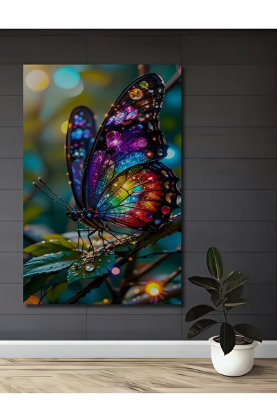 Teona Ahşap Tablou decorativ din lemn cu aspect de pictură în ulei cu fluturi...