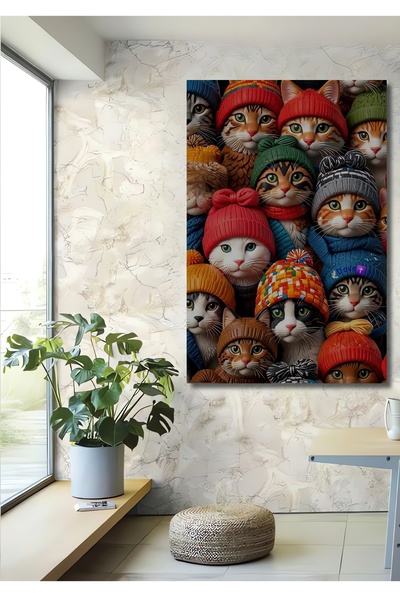 Teona Ahşap Tablou decorativ din lemn cu aspect de pictură în ulei, cu berete...