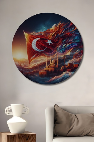 Teona Ahşap Pictură decorativă din lemn cu aspect de vopsea în ulei cu steagu...