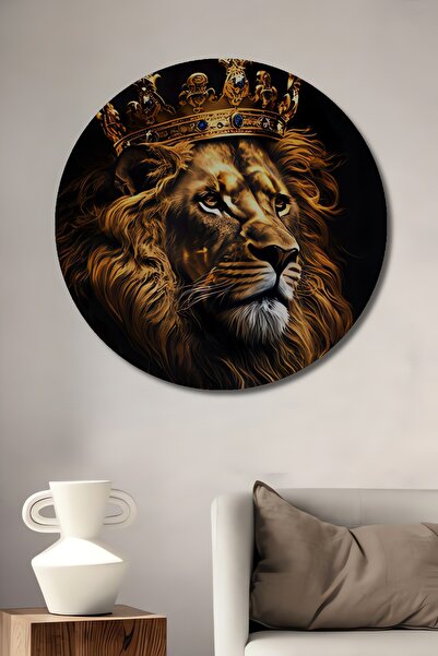 Teona Ahşap Ο Βασιλιάς των Λιονταριών με την Χρυσή Στέμματος Ελαιογραφία, Δια...