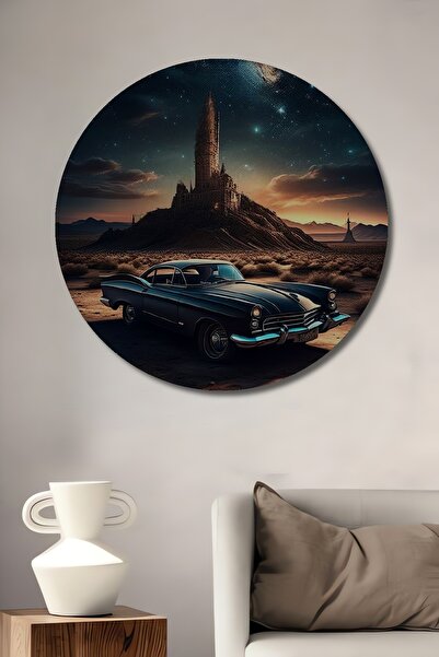 Teona Ahşap imprimare digitală Tablouri rotunde din lemn cu castel misterios ...