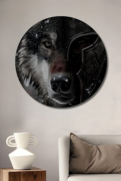 Teona Ahşap Kurt Savaşçı Ψηφιακό τύπωμα Ξύλινη ζωγραφική Στρογγυλή ζωγραφική ...