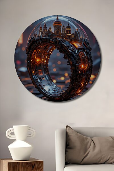 Teona Ahşap Orașul Viitorului Tablou decorativ din lemn cu aspect de pictură ...