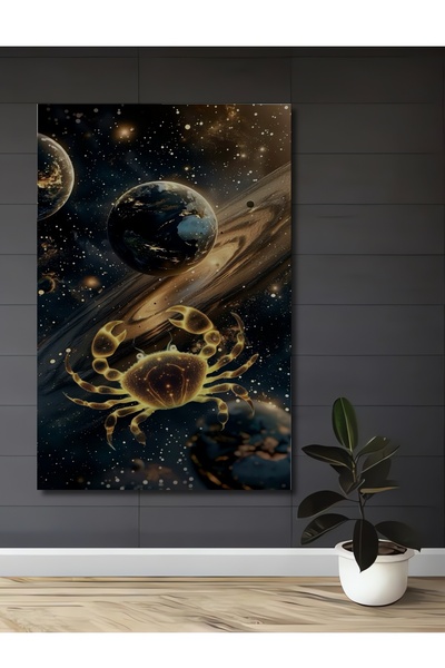 Teona Ahşap Tablou decorativ din lemn Crab Sign Galaxy Art