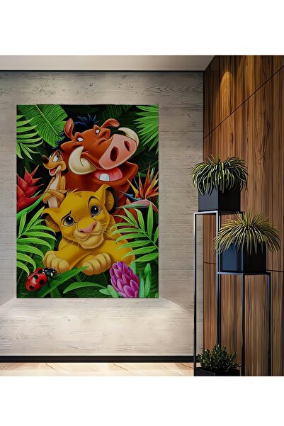Teona Ahşap Regele Leu Simba și prietenii săi Tablou decorativ din lemn cu as...