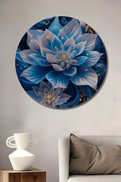 Teona Ahşap Pictură decorativă rotundă de perete, cu aspect de lemn, cu flori...