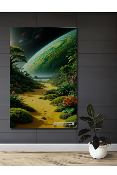 Teona Ahşap Masă decorativă din lemn Galactic Tropical Paradise