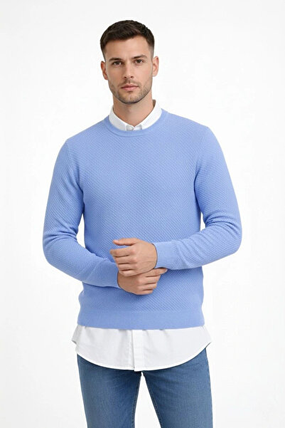 IVORA WEAR Men's Crew Neck Honeycomb Textured Knit Sweater Cotton Fine Weave,...