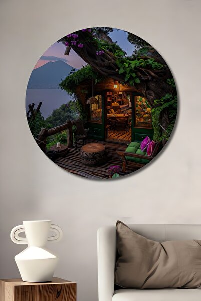 Teona Ahşap Bibliotecă în formă de căsuță în copac misterios, pictură decorat...