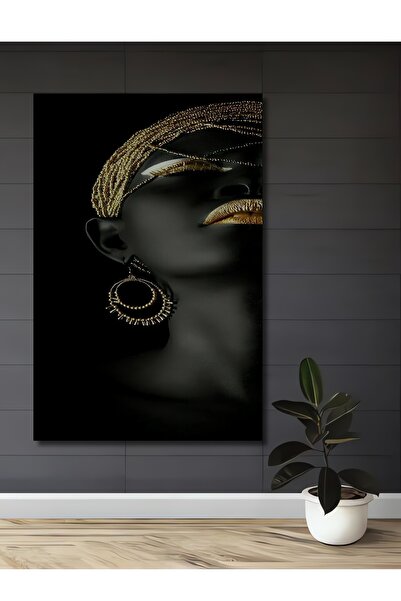 Teona Ahşap Γυναικείο Πορτρέτο με Χρυσή Λάμψη, Ξύλινο Διακοσμητικό Πίνακα