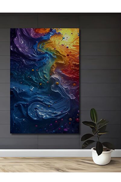 Teona Ahşap Pictură decorativă din lemn cu artă abstractă fluidă colorată