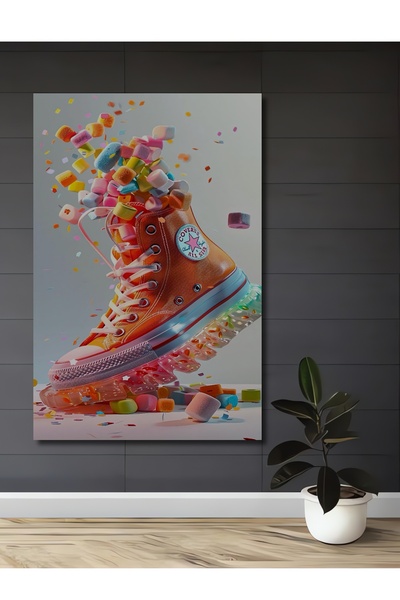 Teona Ahşap Pictură decorativă din lemn cu explozie de bomboane colorate