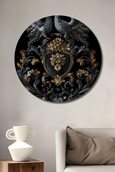 Teona Ahşap Pictură decorativă din lemn cu aspect de doi vulturi și coroană d...