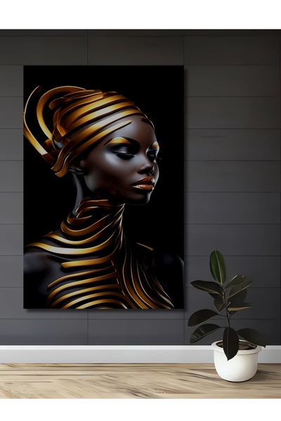 Teona Ahşap Διακοσμητικό ξύλινο τραπέζι με εμφάνιση ελαιογραφίας σε στυλ Χρυσ...