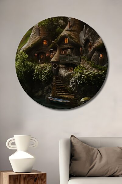 Teona Ahşap Ξύλινη ζωγραφική τοίχου με εφέ ελαιογραφίας, Στρογγυλή ζωγραφική ...