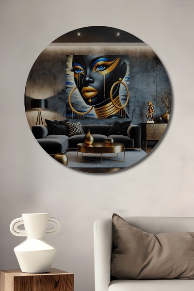 Teona Ahşap Αφρικανή Γυναίκα με Χρυσά Μάτια, Ελαιογραφία, Διακοσμητικός Ξύλιν...
