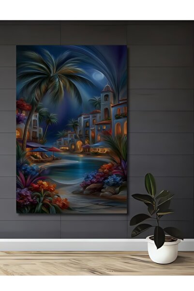 Teona Ahşap Tablou decorativ din lemn cu aspect de pictură în ulei inspirat d...