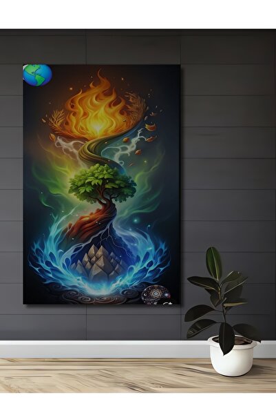 Teona Ahşap Цикълът на четирите елемента Акварел в стил модерно изкуство Дърв...