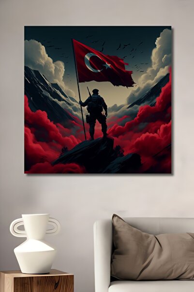 Teona Ahşap Pictură decorativă pe lemn cu aspect de vopsea în ulei, cu steagu...