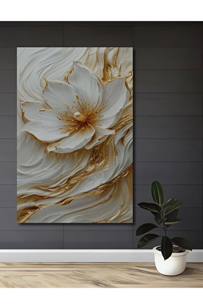 Teona Ahşap Tablou decorativ din lemn cu aspect de acuarelă, cu lotus alb și ...