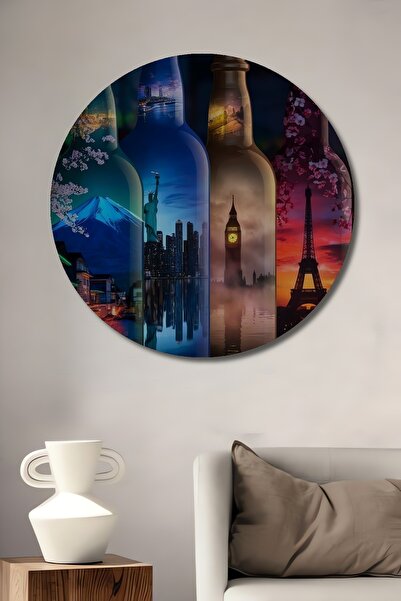 Teona Ahşap Pictură decorativă pe lemn cu peisaje de orașe din lume, pictură ...