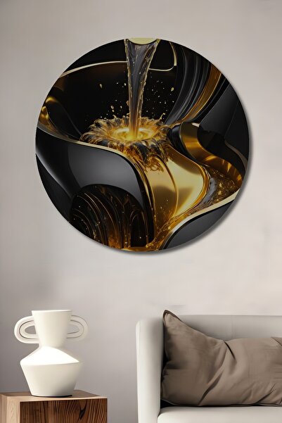 Teona Ahşap Pictură decorativă rotundă de perete din lemn, cu design modern a...